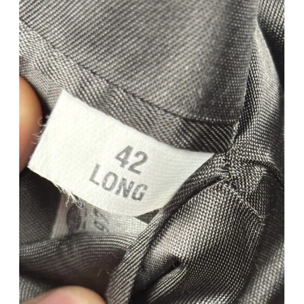 VINTAGE Bill Blass Mens 42L Blazer Jacket 100% Wool Glen Plaid Gray Made in USA